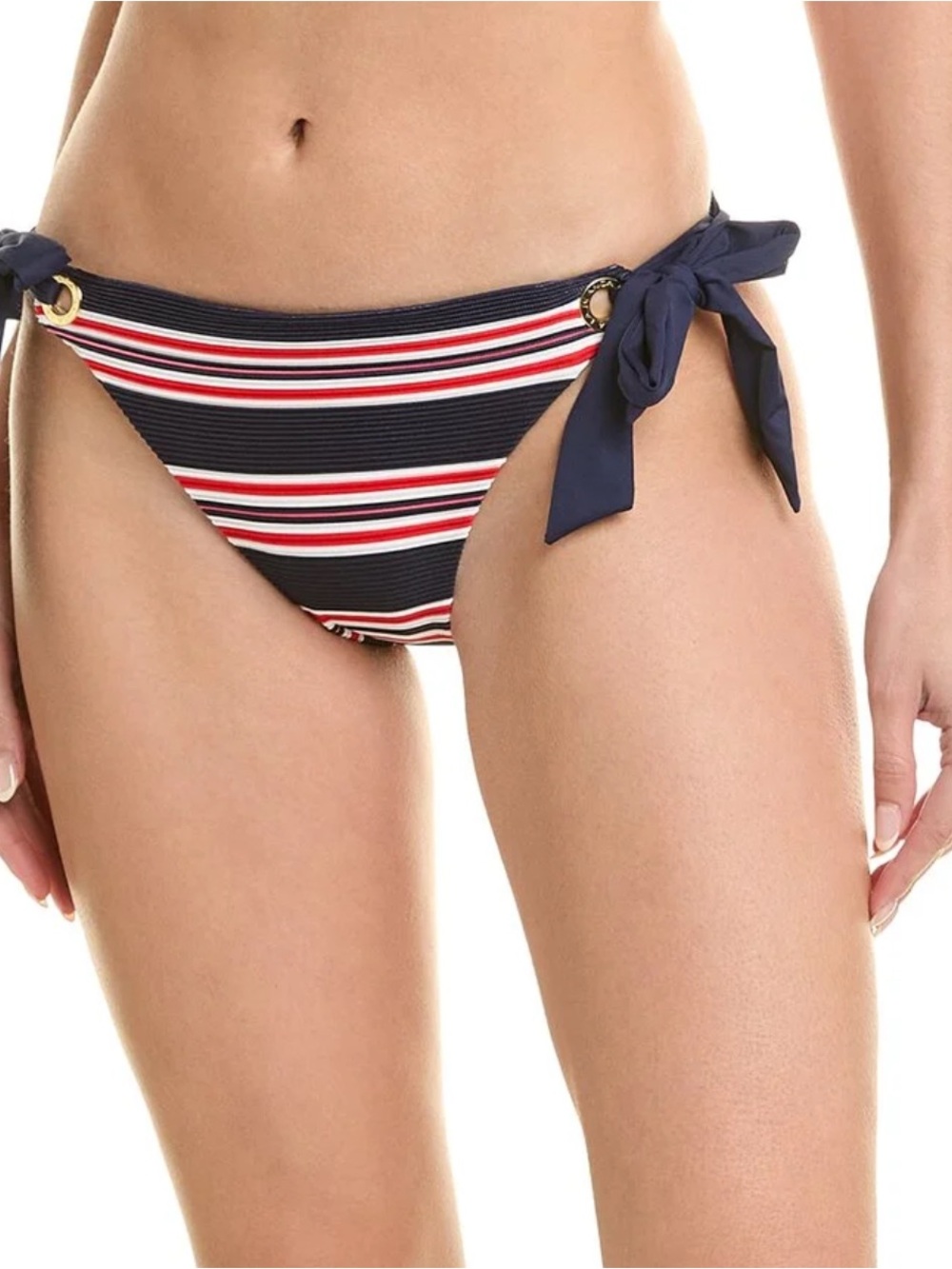 La Blanca Striped Navy Tie-Side Bikini Bottom